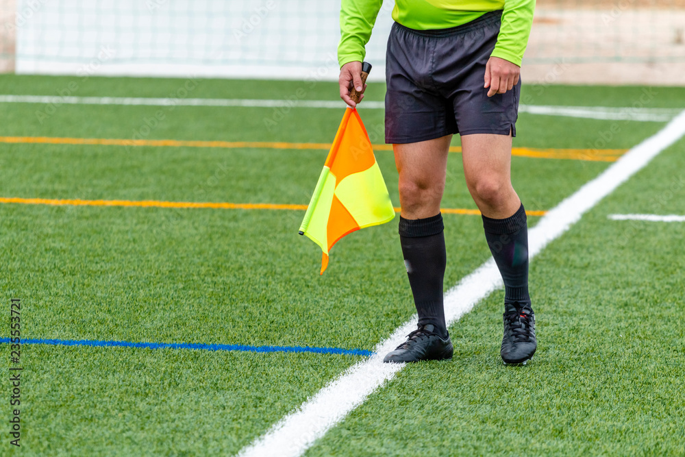Fototapeta premium Assistant referee hold flag.