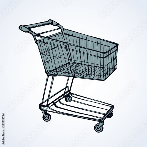 Shopping supermarket cart. Vector sketch