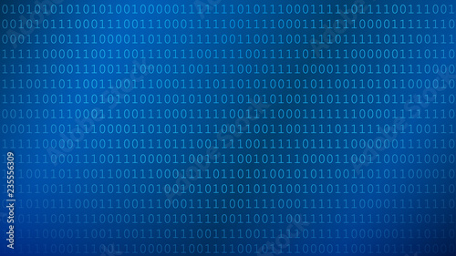 Background of zeros and ones in blue colors