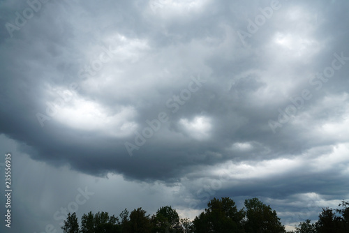 tree and dark storm cloud before thunderstorm