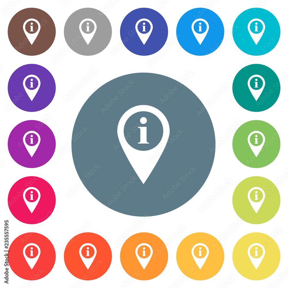 GPS map location information flat white icons on round color backgrounds GPS map location information flat white icons on round color backgrounds