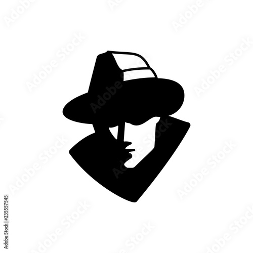 detective black and white illustration