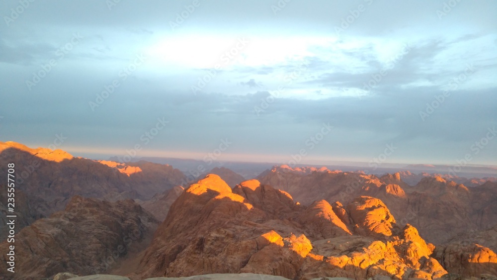 sunset from the peak of  mountain of Sant Catherine. Egypt