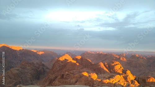 Fototapeta Naklejka Na Ścianę i Meble -  sunset from the peak of  mountain of Sant Catherine. Egypt