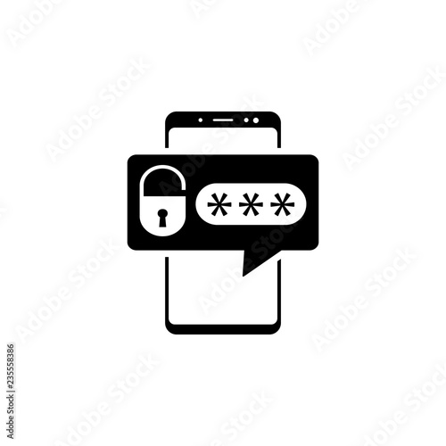 smartphone, lock, password vector icon for websites and mobile minimalistic flat design