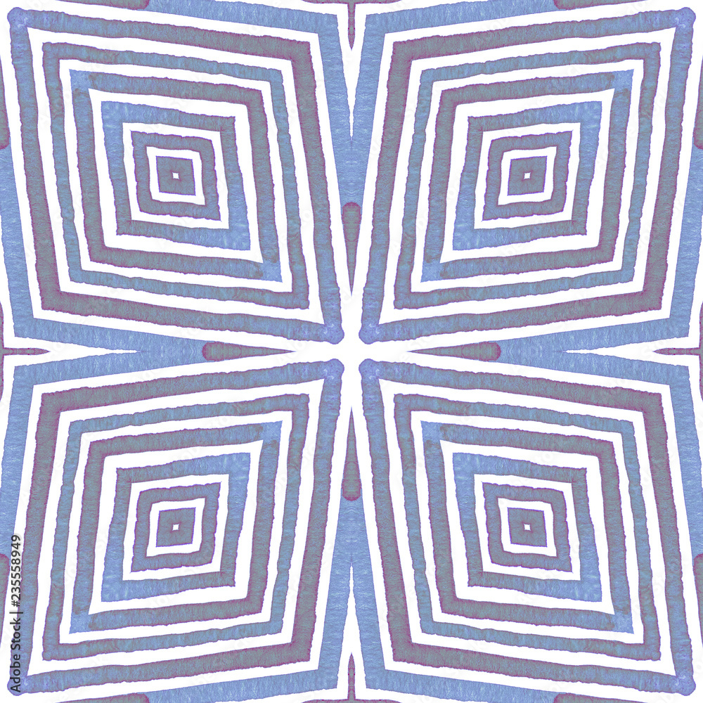 Blue Geometric Watercolor. Cute Seamless Pattern. 