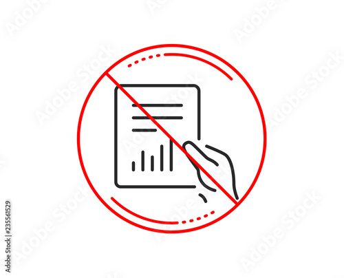 Wallpaper Mural No or stop sign. Hold Report document line icon. Analysis Chart or Sales growth sign. Statistics data symbol. Caution prohibited ban stop symbol. No  icon design.  Vector Torontodigital.ca