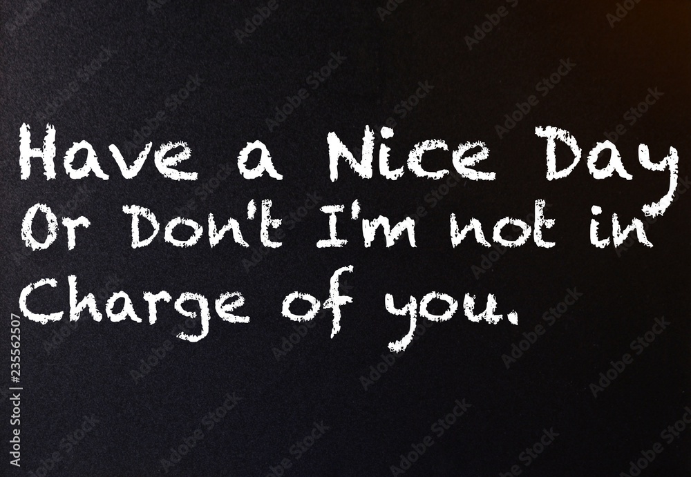 Chalkboard with sassy saying, have a nice day. Chalkboard with sassy saying, have a nice day.