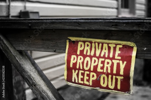 Vászonkép Red and yellow private property sign.