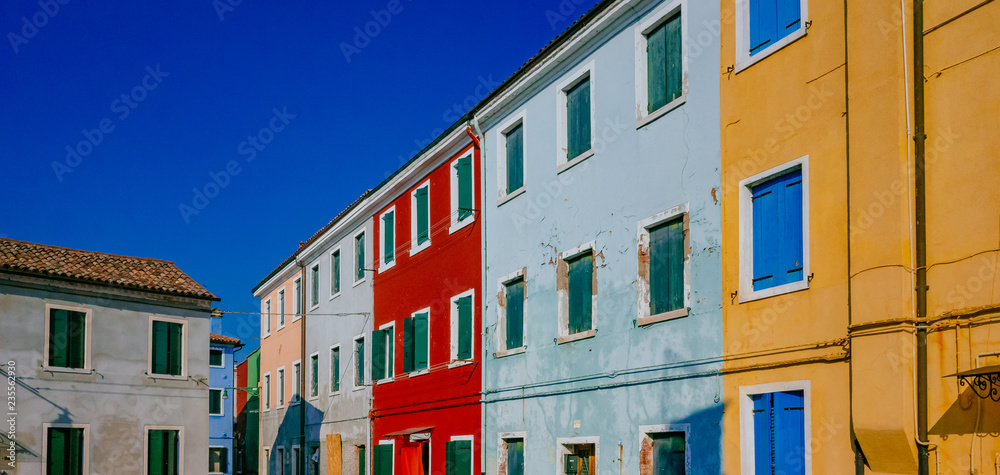 Colorful houses on the island of Burano, in Venice, Italy