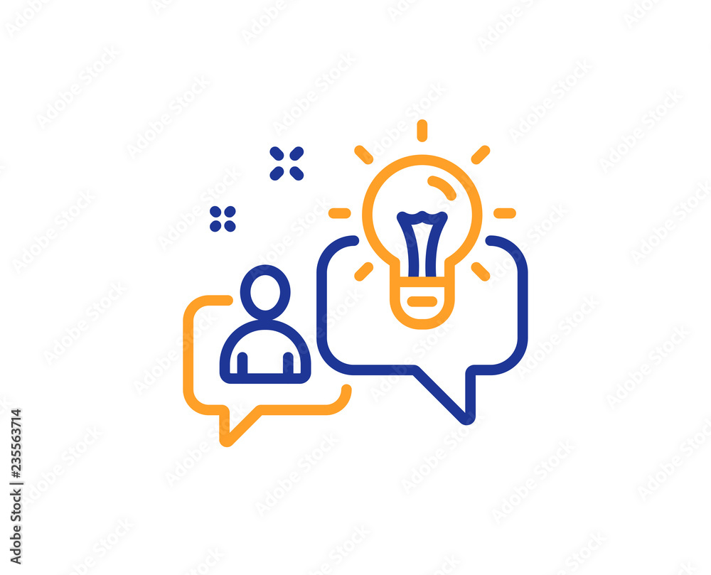 Idea line icon. Business management sign. Employee creativity symbol. Colorful outline concept. Blue and orange thin line color icon. Idea Vector