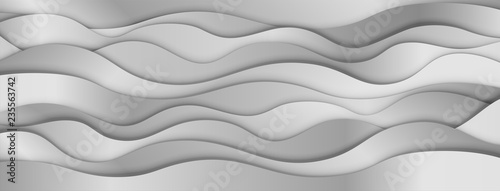 Layered paper art waves background. Metal plates concept. 3D origami style design. Vector illustration