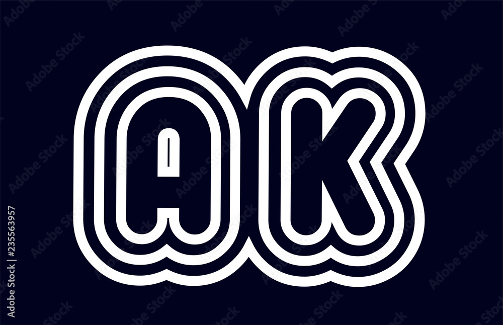 black and white alphabet letter combination ak a k logo company icon design black and white alphabet letter combination ak a k logo company icon design