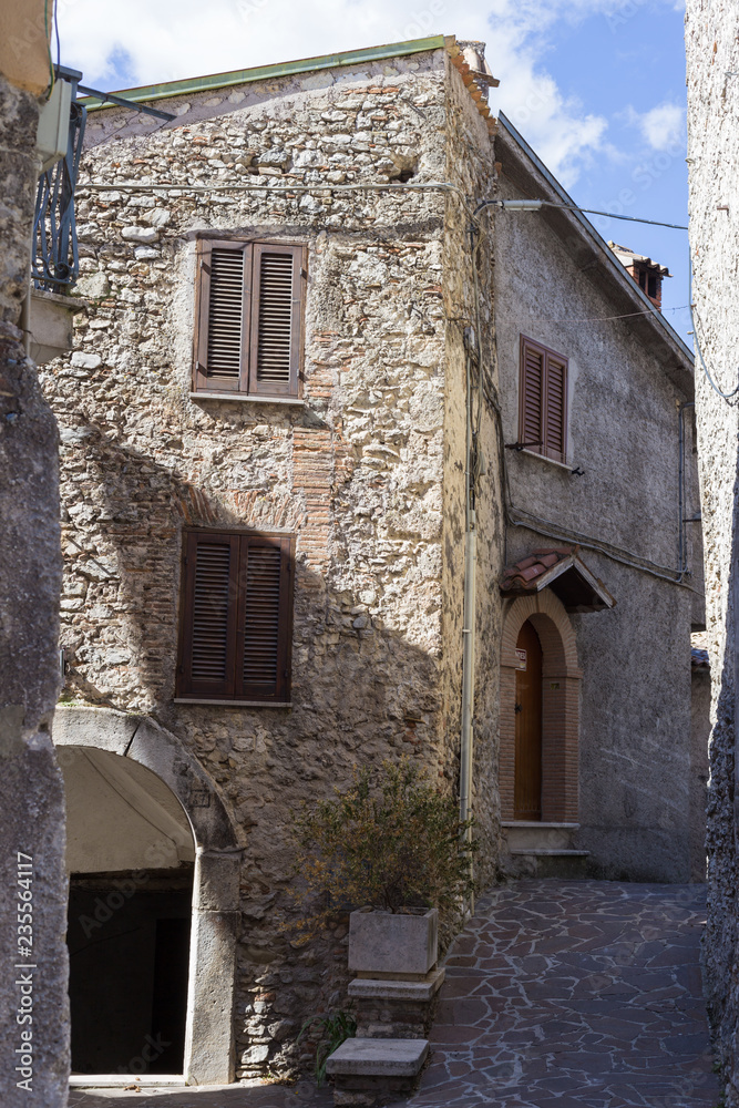 Tora Castle, between the stairs, climbs up and down, its beauty of an old country. Lake Turano, Lazio, Italy.