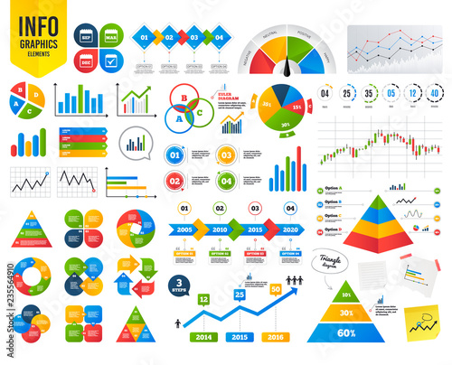 Business infographic template. Calendar icons. September, March and December month symbols. Check or Tick sign. Date or event reminder. Financial chart. Time counter. Vector
