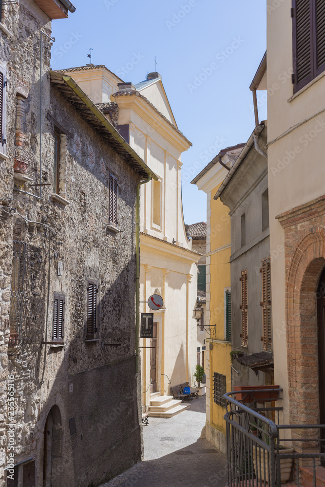 Tora Castle, between the stairs, climbs up and down, its beauty of an old country. Lake Turano, Lazio, Italy.