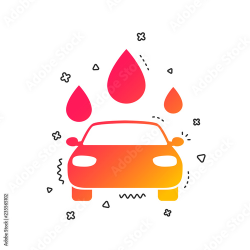 Car wash icon. Automated teller carwash symbol. Water drops signs. Colorful geometric shapes. Gradient carwash icon design.  Vector