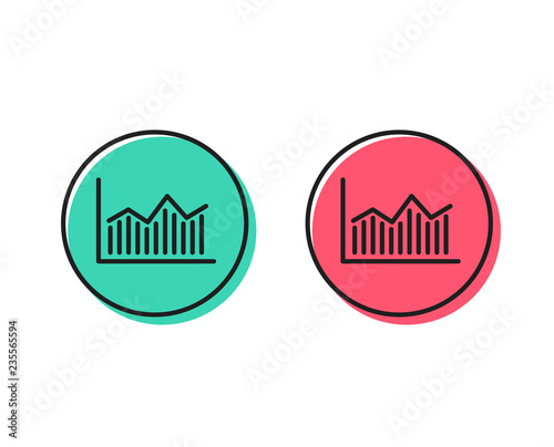 Financial chart line icon. Economic graph sign. Stock exchange symbol. Business investment. Positive and negative circle buttons concept. Good or bad symbols. Money diagram Vector