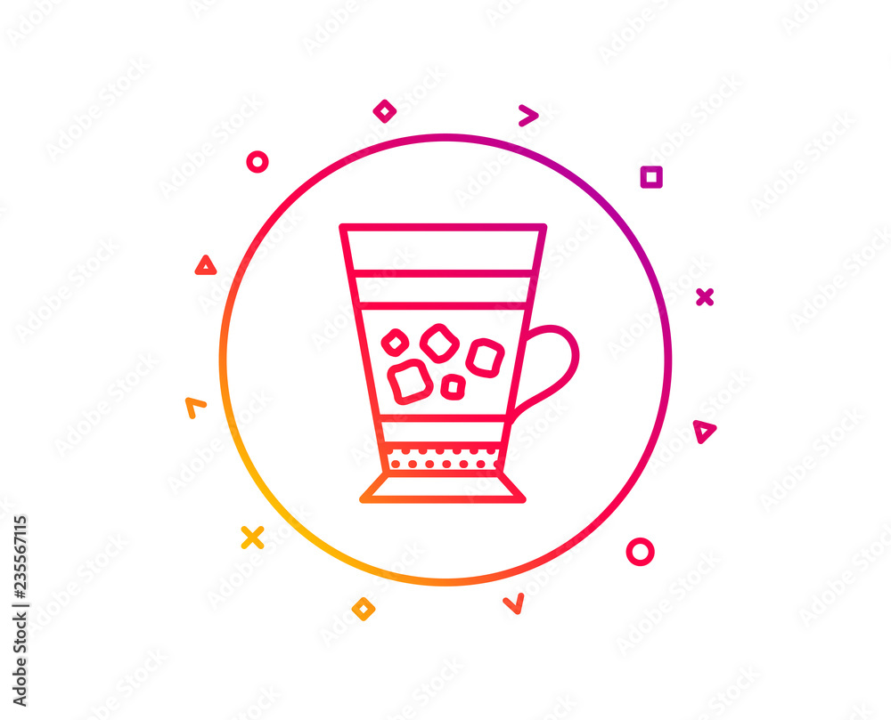Frappe coffee icon. Cold drink sign. Beverage symbol. Gradient pattern line button. Frappe icon design. Geometric shapes. Vector
