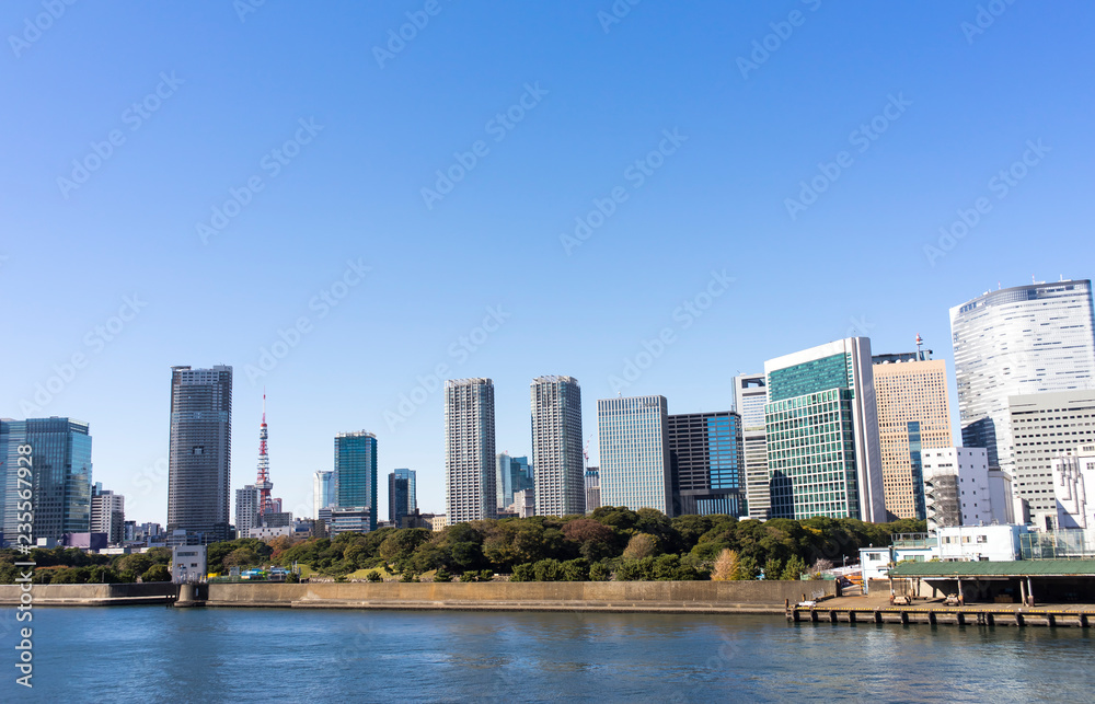skyline of Shiodome Tokyo