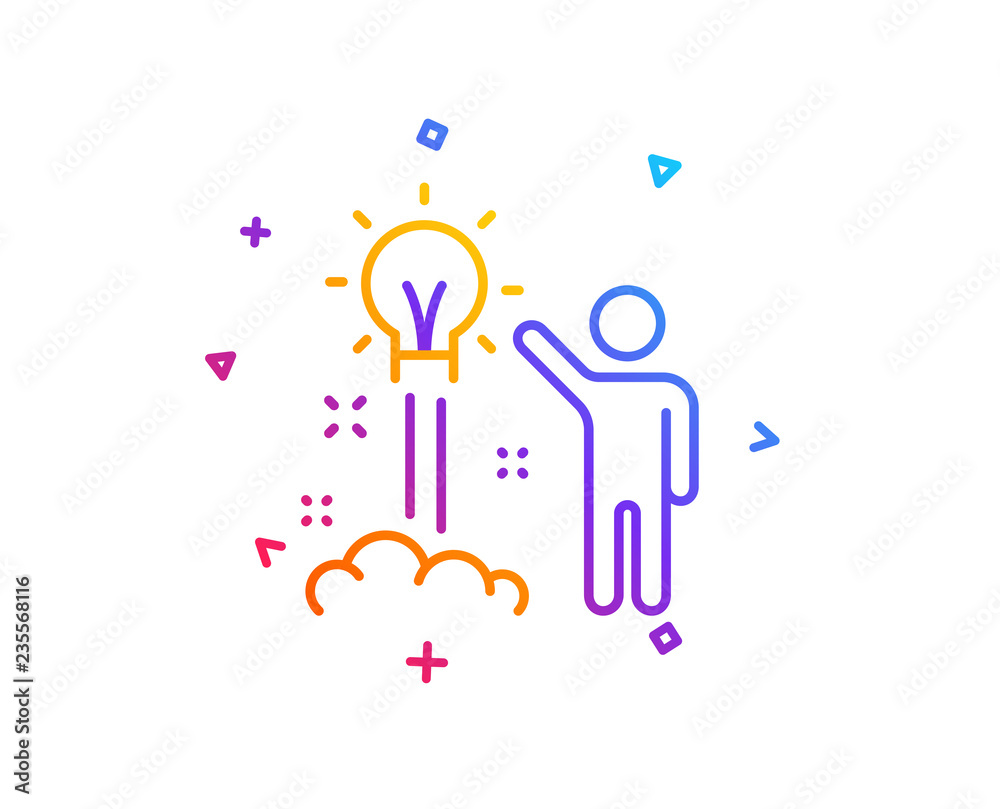 Creative idea line icon. Human launch startup sign. Inspiration symbol. Gradient line button. Creative idea icon design. Colorful geometric shapes. Vector Creative idea line icon. Human launch startup sign. Inspiration symbol. Gradient line button. Creative idea icon design. Colorful geometric shapes. Vector