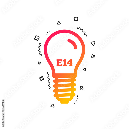 Light bulb icon. Lamp E14 screw socket symbol. Led light sign. Colorful geometric shapes. Gradient E14 lamp icon design.  Vector