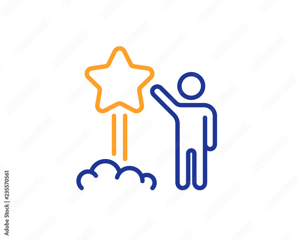 Launch star line icon. Feedback rating sign. Customer satisfaction symbol. Colorful outline concept. Blue and orange thin line color Star icon. Vector Launch star line icon. Feedback rating sign. Customer satisfaction symbol. Colorful outline concept. Blue and orange thin line color Star icon. Vector