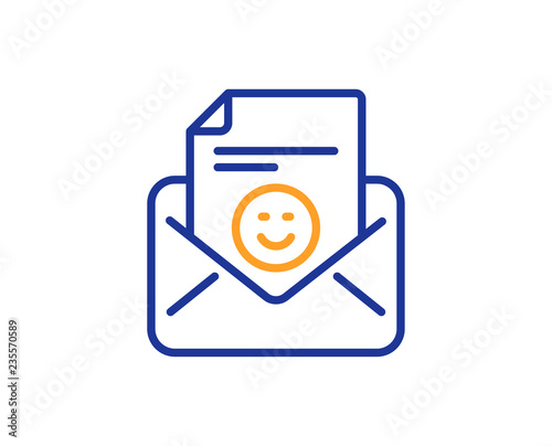 Wallpaper Mural Smile mail line icon. Positive feedback letter sign. Customer satisfaction symbol. Colorful outline concept. Blue and orange thin line color Smile icon. Vector Torontodigital.ca