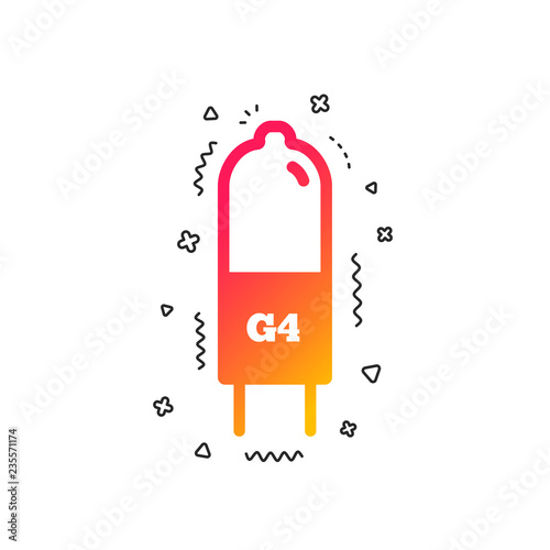 Light bulb icon. Lamp G4 socket symbol. Led or halogen light sign. Colorful geometric shapes. Gradient G4 lamp icon design.  Vector