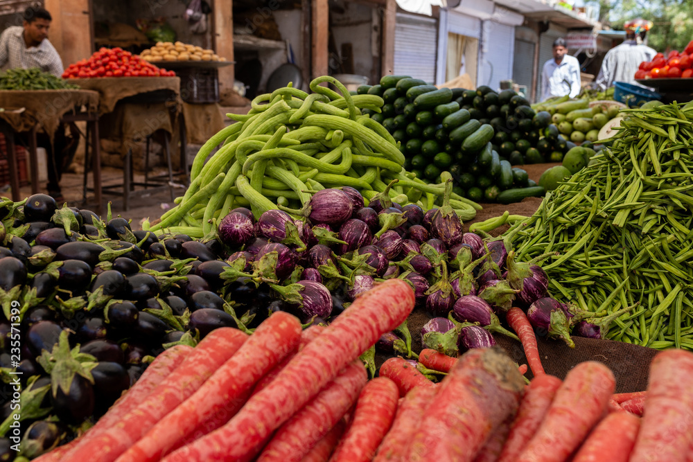 Fresh vegetables in market in India 