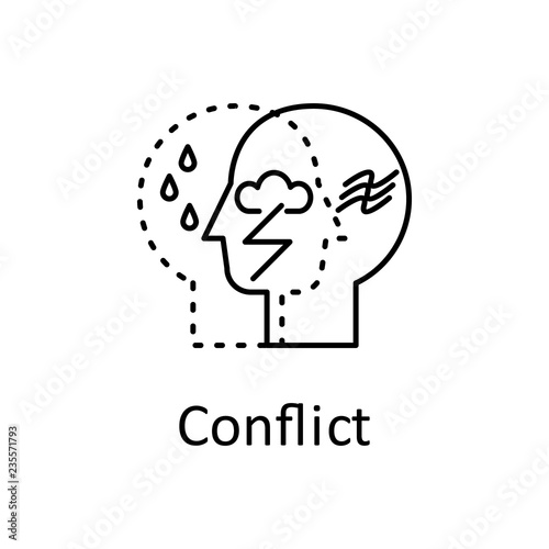 Human internal conflict in mind icon. Element of human mind with name icon. Thin line icon for website design and development, app development. Premium icon