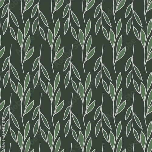 horizontal and vertical leaves stems print seamless pattern