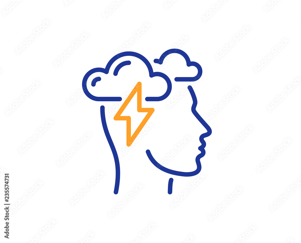 Mindfulness line icon. Psychology sign. Cloud storm symbol. Colorful outline concept. Blue and orange thin line color Mindfulness stress icon. Vector