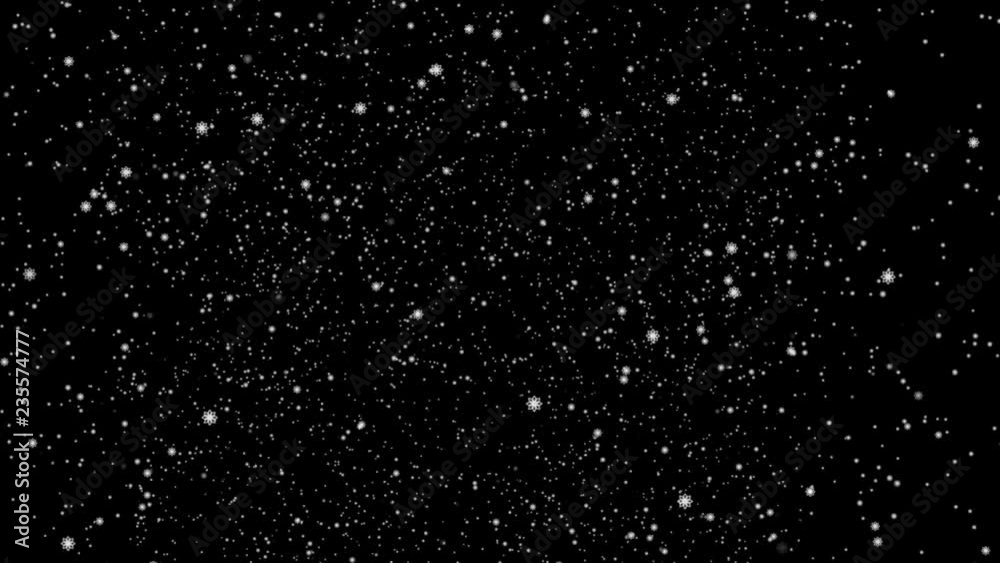 Snowfall animation. Falling snowflakes blowing in the wind Snowfall animation. Falling snowflakes blowing in the wind