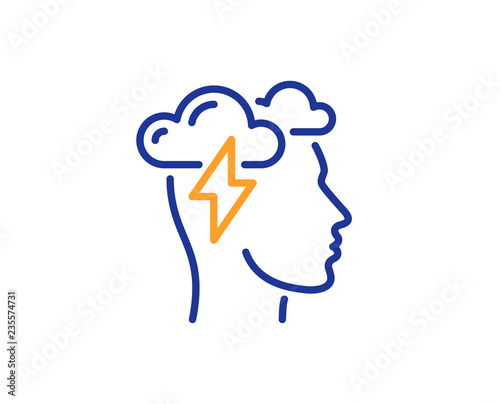 Mindfulness line icon. Psychology sign. Cloud storm symbol. Colorful outline concept. Blue and orange thin line color Mindfulness stress icon. Vector