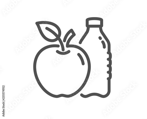 Apple line icon. Fruit, water bottle sign. Natural food symbol. Quality design flat app element. Editable stroke Apple icon. Vector
