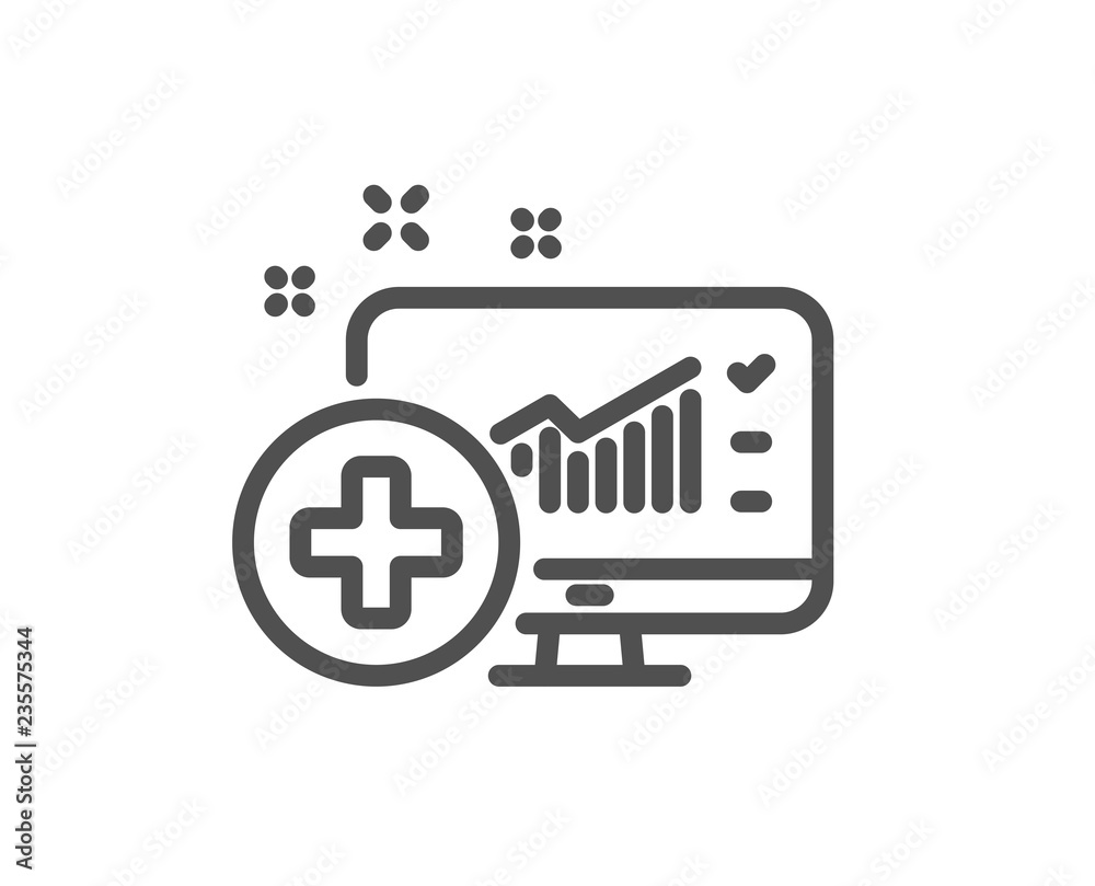Medical analytics line icon. Hospital statistics sign. Quality design flat app element. Editable stroke Medical analytics icon. Vector