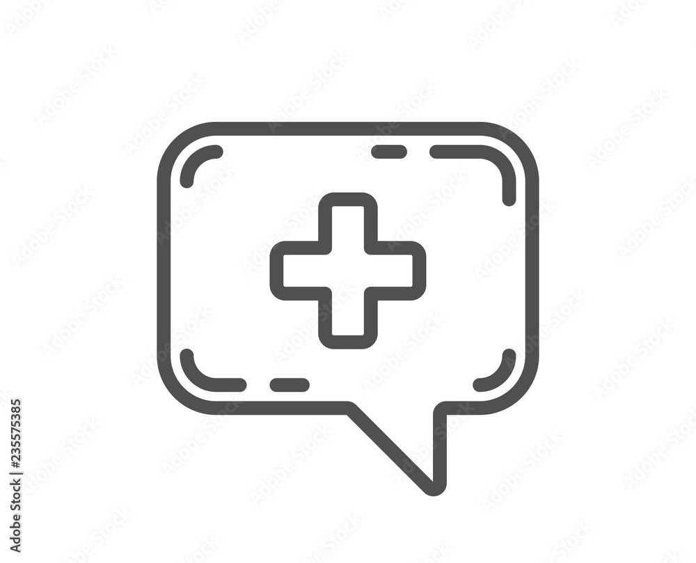 Medicine chat line icon. Medical help sign. Quality design flat app element. Editable stroke Medical chat icon. Vector Medicine chat line icon. Medical help sign. Quality design flat app element. Editable stroke Medical chat icon. Vector