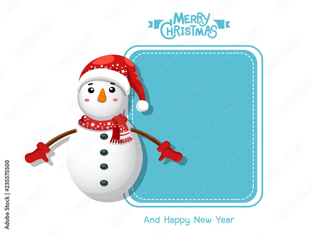Merry Christmas and happy new year. Vector Greeting Card Snowman. decorative element on holiday. posters, gift tags and labels. Merry Christmas and happy new year. Vector Greeting Card Snowman. decorative element on holiday. posters, gift tags and labels.