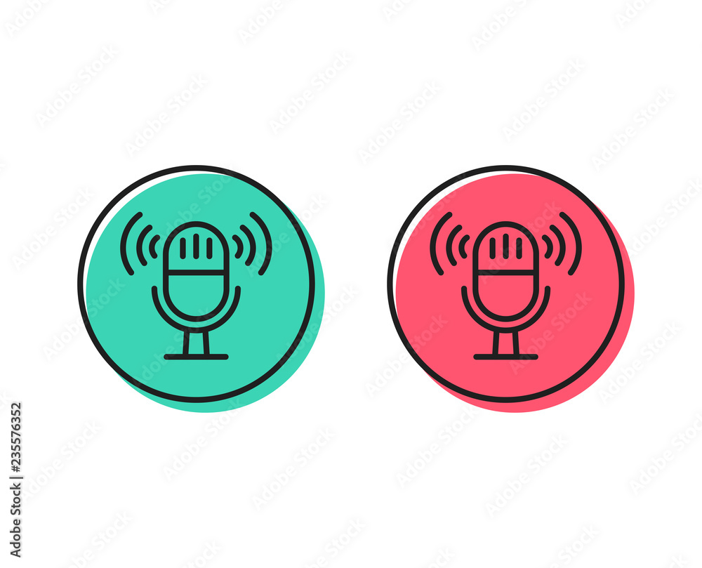 Microphone line icon. Music mic sign. Musical device symbol. Positive and negative circle buttons concept. Good or bad symbols. Microphone Vector Microphone line icon. Music mic sign. Musical device symbol. Positive and negative circle buttons concept. Good or bad symbols. Microphone Vector