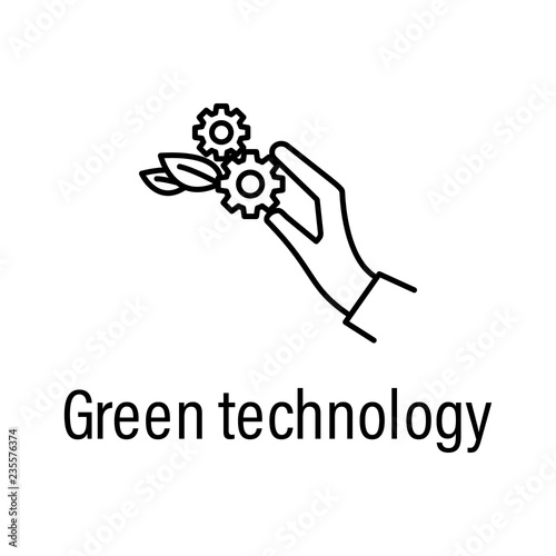 technology, energy, leave outline icon with name