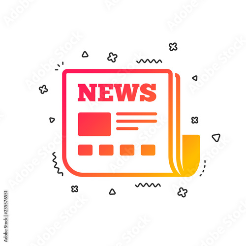 News icon. Newspaper sign. Mass media symbol. Colorful geometric shapes. Gradient newspaper icon design.  Vector