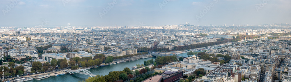 Wide Panorama of Downtown PAris from the Eiffell Tower With the Church Hill in the Background