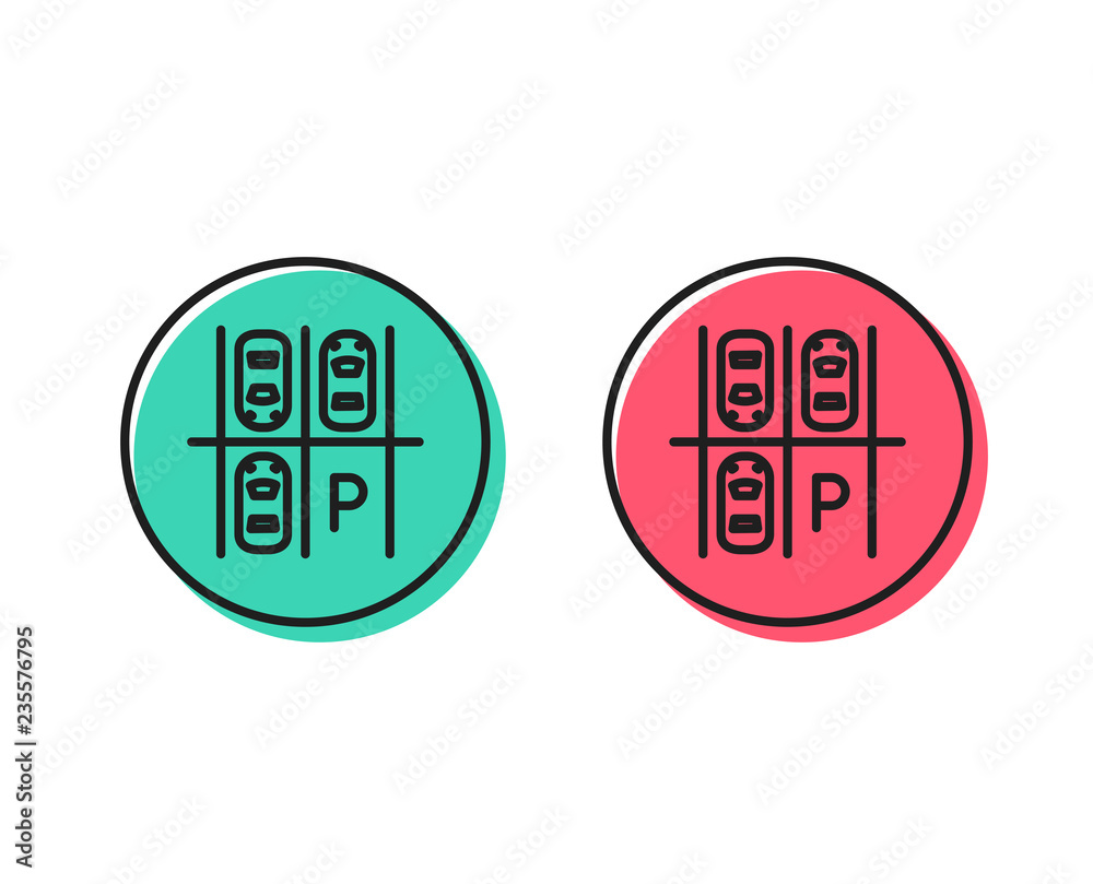 Parking place line icon. Car park sign. Transport symbol. Positive and negative circle buttons concept. Good or bad symbols. Parking place Vector Parking place line icon. Car park sign. Transport symbol. Positive and negative circle buttons concept. Good or bad symbols. Parking place Vector
