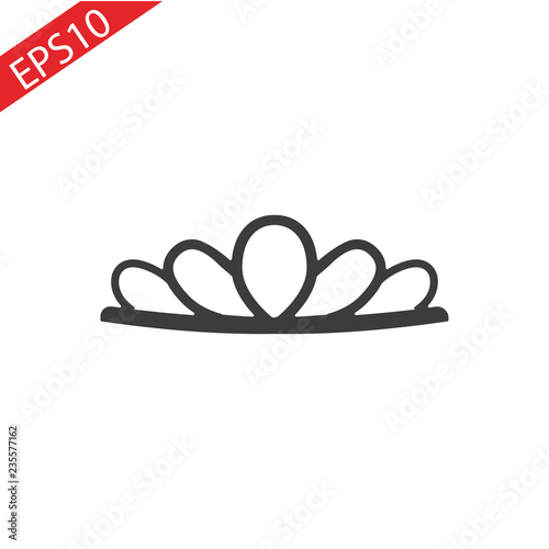 Black princess diadem on a wight background. The crown. Vector illustration.