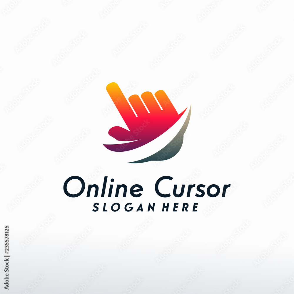 Online Cursor logo designs vector, Cursor with swoosh logo designs