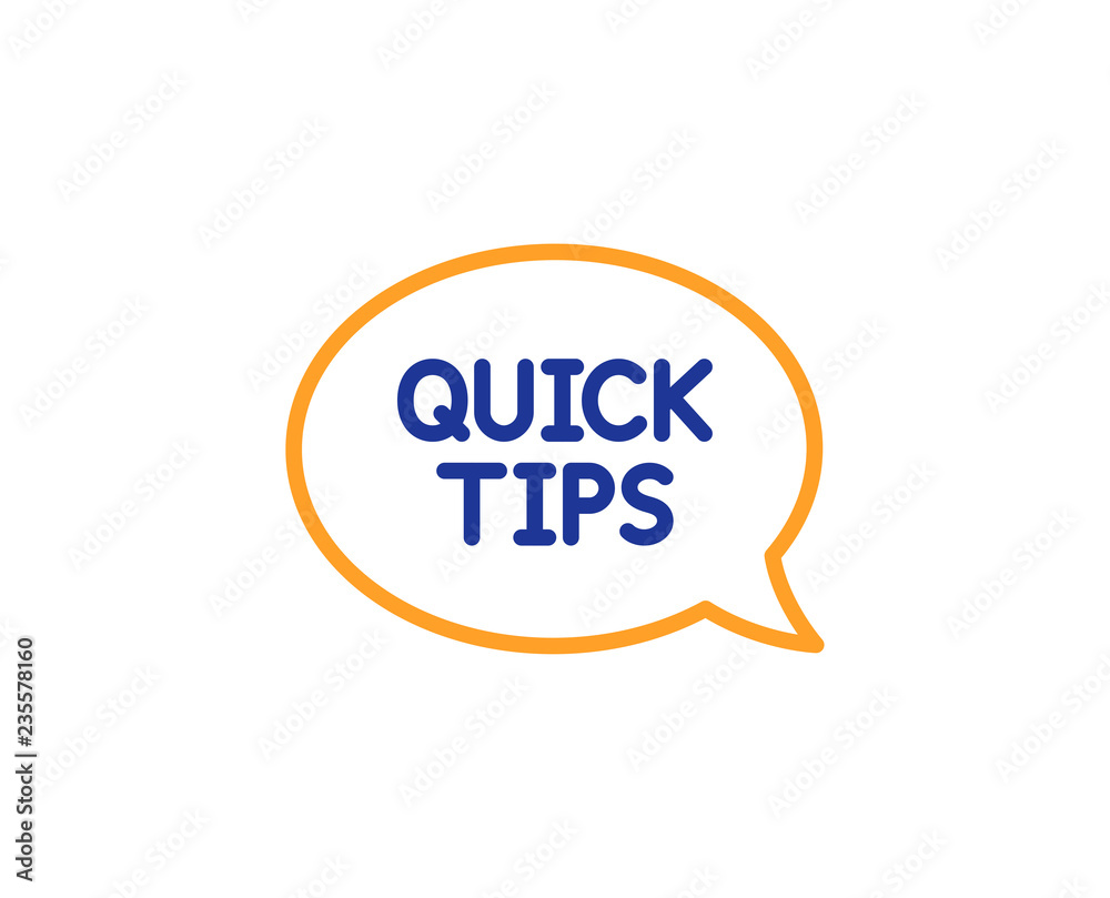 Quick tips line icon. Helpful tricks speech bubble sign. Colorful outline concept. Blue and orange thin line color icon. Quickstart guide Vector Quick tips line icon. Helpful tricks speech bubble sign. Colorful outline concept. Blue and orange thin line color icon. Quickstart guide Vector