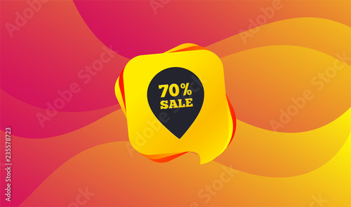 70% sale pointer tag sign icon. Discount symbol. Special offer label. Wave background. Abstract shopping banner. Template for design. Vector