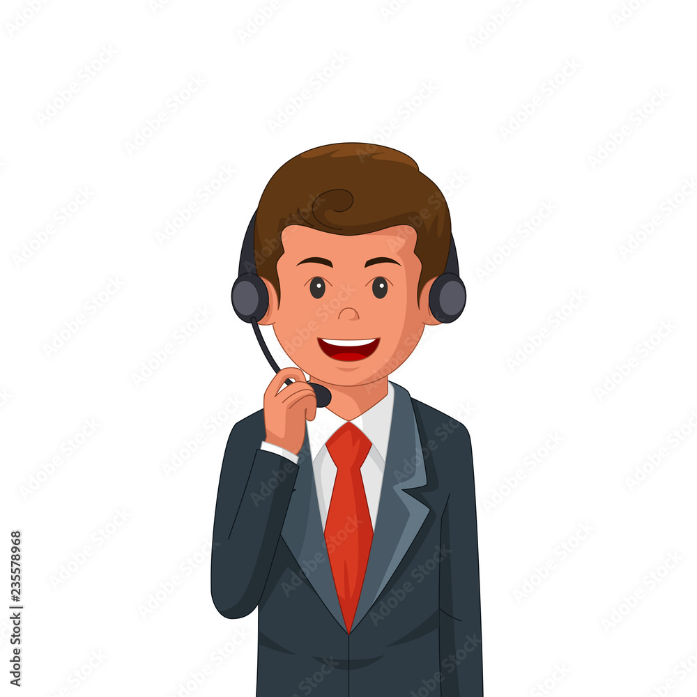 Businessman Wearing Headset Illustration Businessman Wearing Headset Illustration