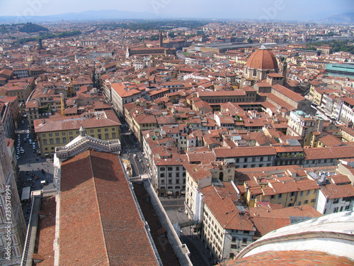 Scenic view of the red tile roofs of Florence, Italy photo